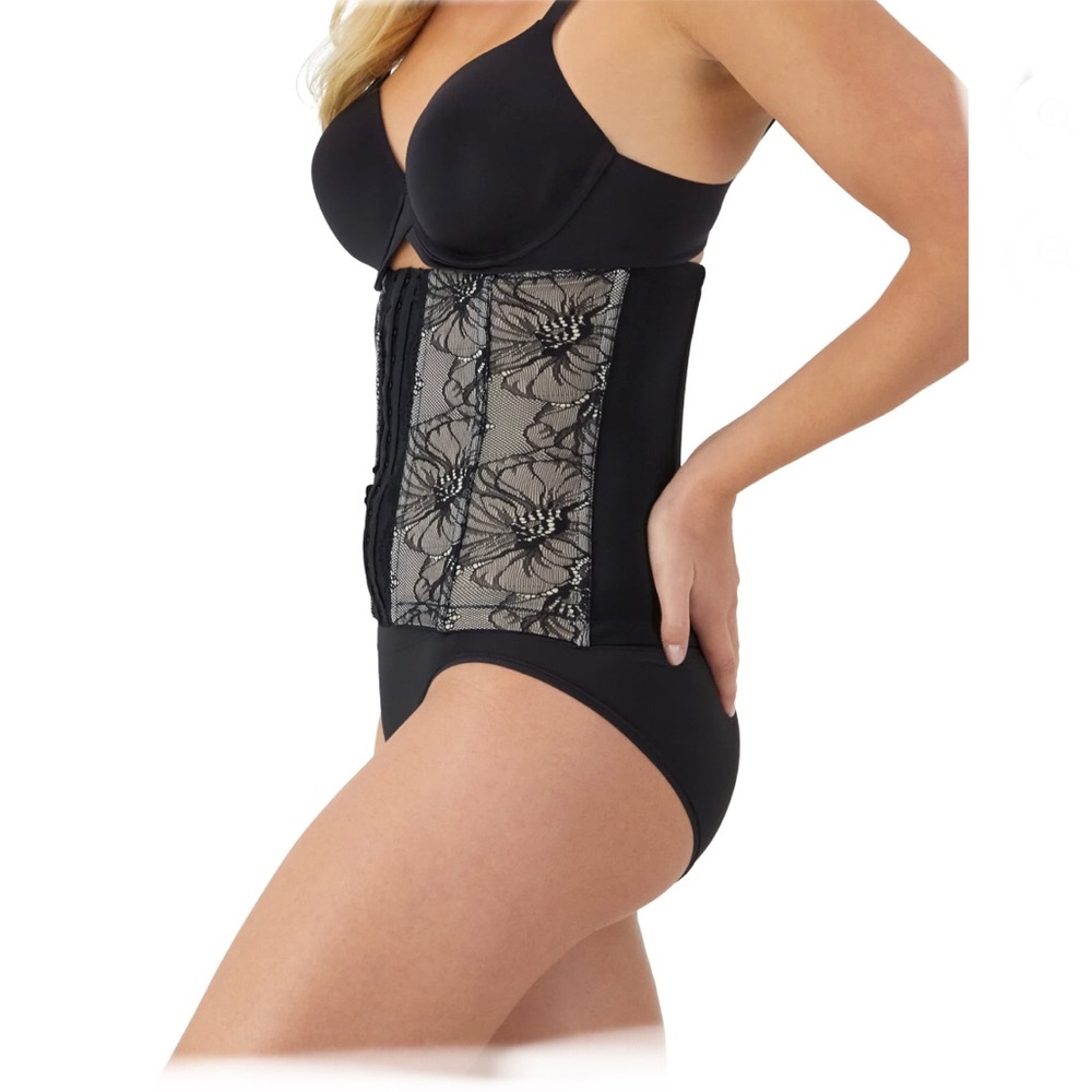 Maidenform Shapewear Extra Firm Control Lace Black Waist Trainer size medium new